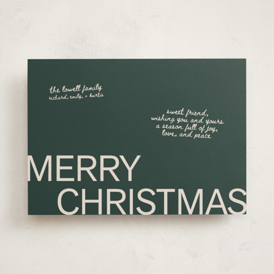 "Sweet Holiday Note" - Holiday Cards in Sage by Cleghorn Creative - Front