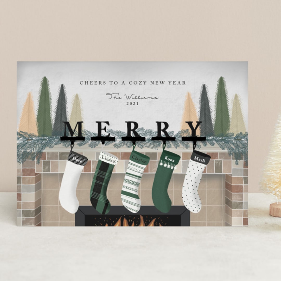 "Hearth Wishes" - Holiday Cards in Ponderosa Pine by Carolyn Kach - Front