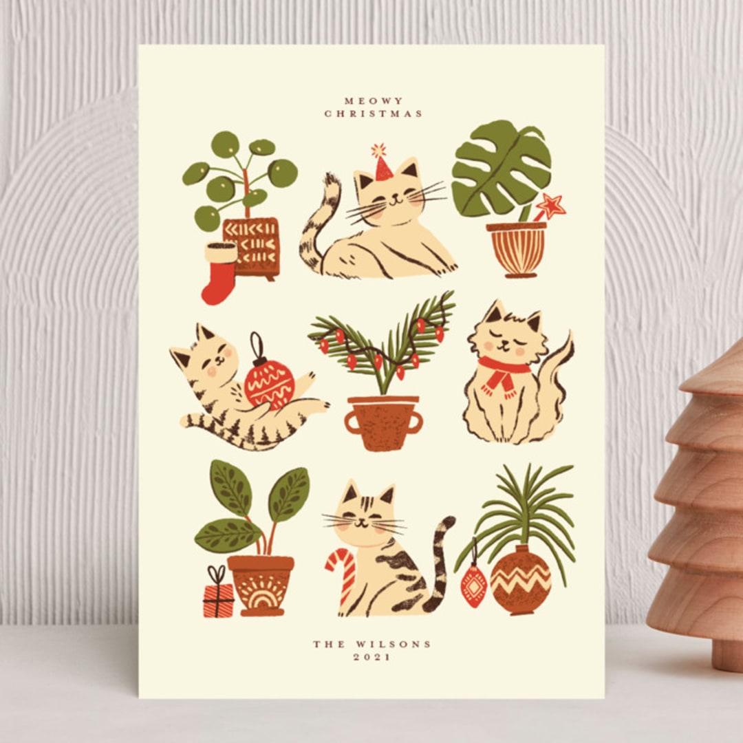 "Christmas with Cats" - Holiday Cards in Champagne by Vivian Yiwing - Front
