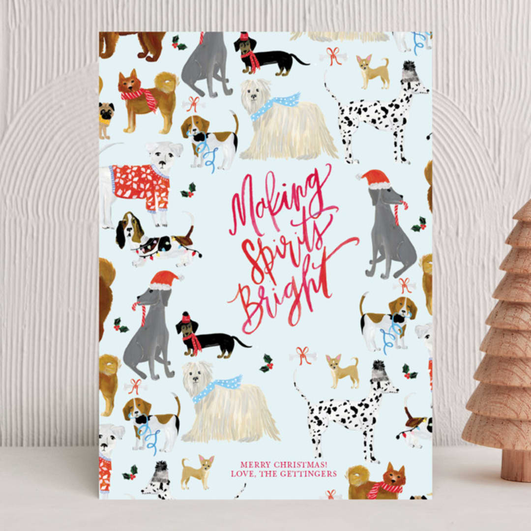 "Making Spirits Bright Dogs" - Holiday Cards in Frost by Shannon Kirsten - Front
