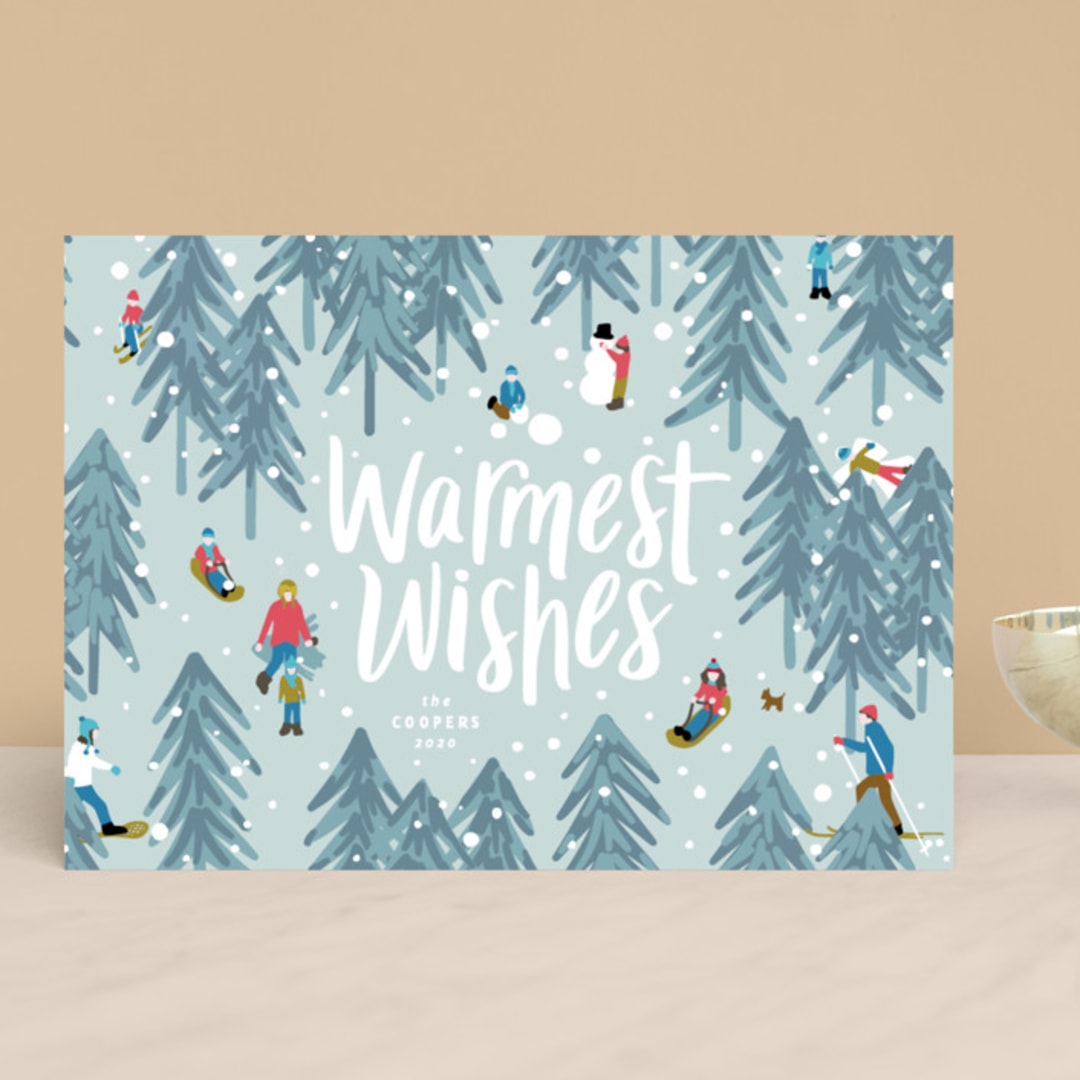"Winter Fun" - Holiday Cards in Wintermint by Meggy Masters - Front