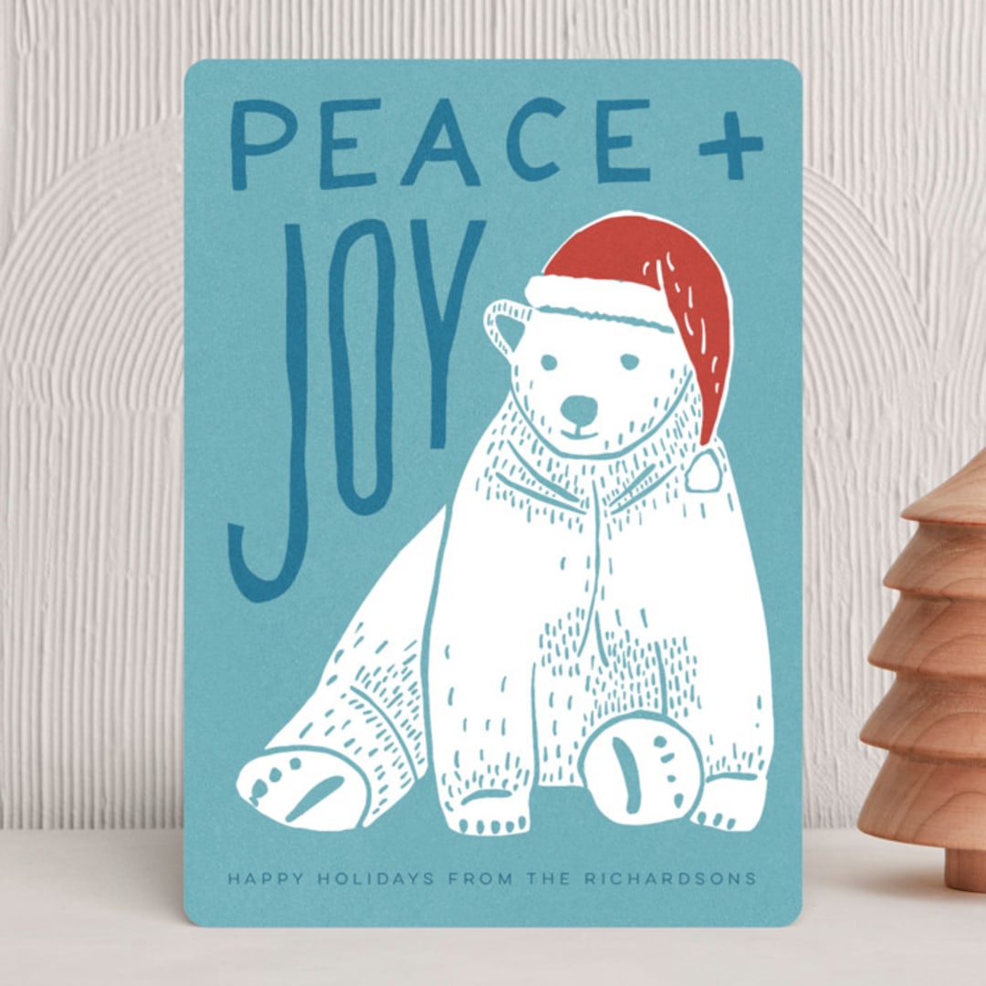 "Polar Press" - Holiday Cards in Icy by Inkblot Design - Front