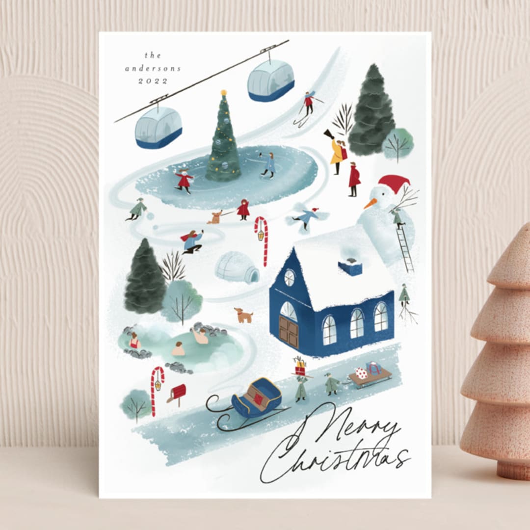 "North Pole Resort" - Holiday Cards in Wintermint by Grae - Front