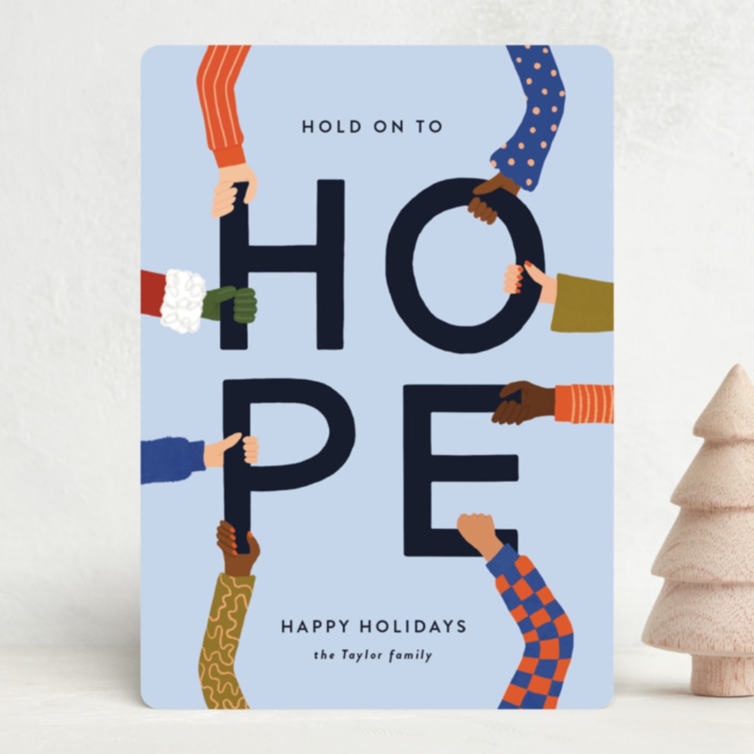 "Hold on to Hope" - Holiday Cards in Winter Sky by Ekko Studio - Front