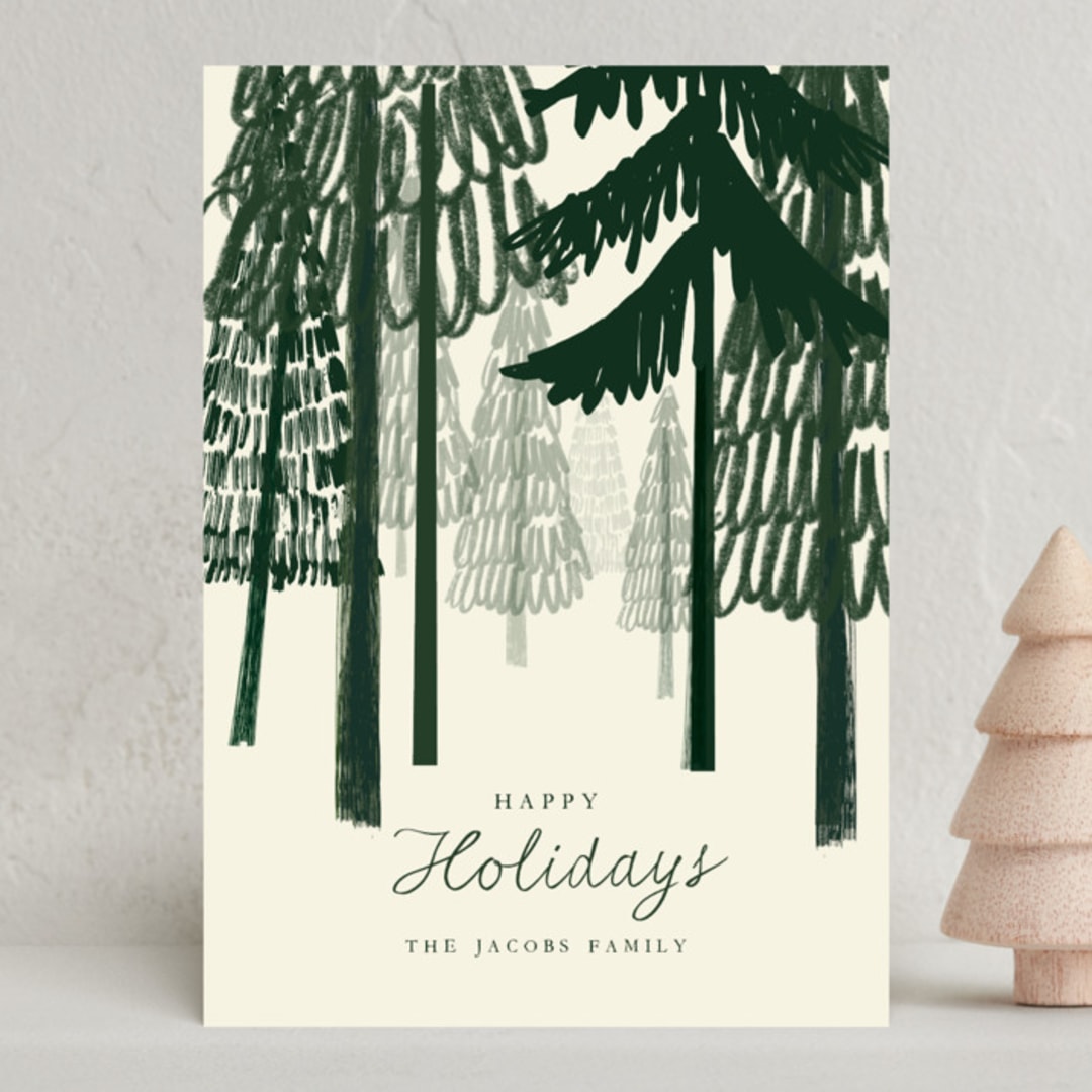 "Tree Tops" - Holiday Cards in Pine by Baumbirdy - Front