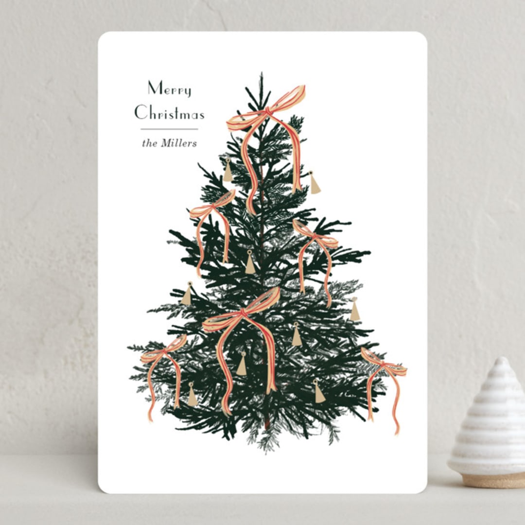 "Bells and Bows" - Holiday Cards in Snow by Baumbirdy - Front