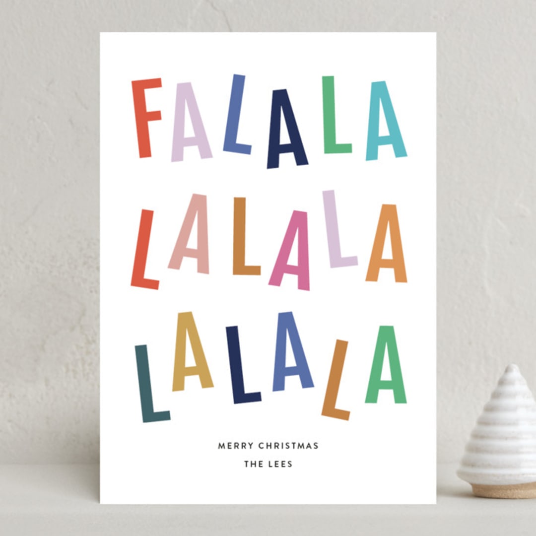 "Joyful Falala" - Holiday Cards in Gumdrop by Laura Bercovich - Front