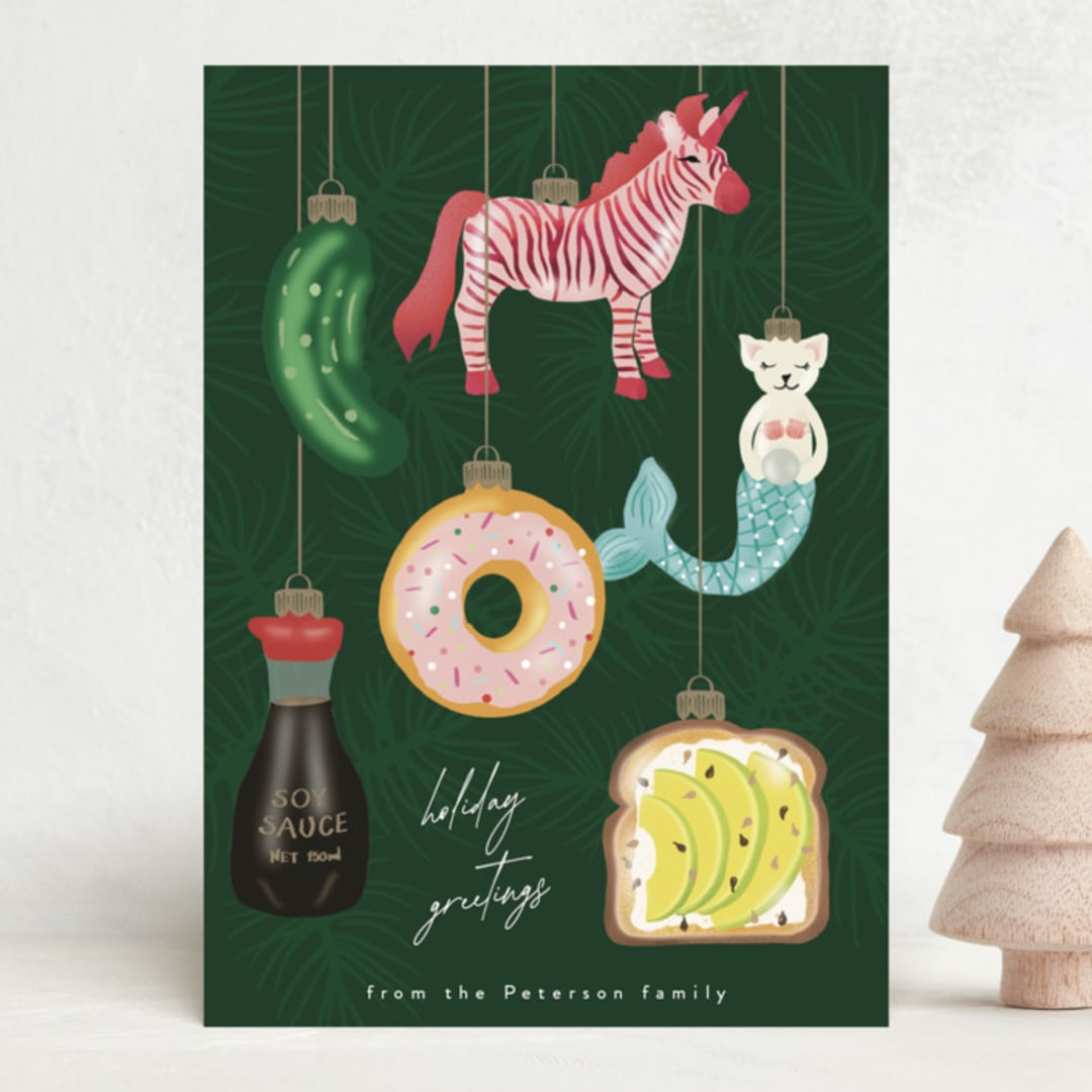 "Quirky Ornaments" - Holiday Cards in Forest by Tamara Hilje - Front