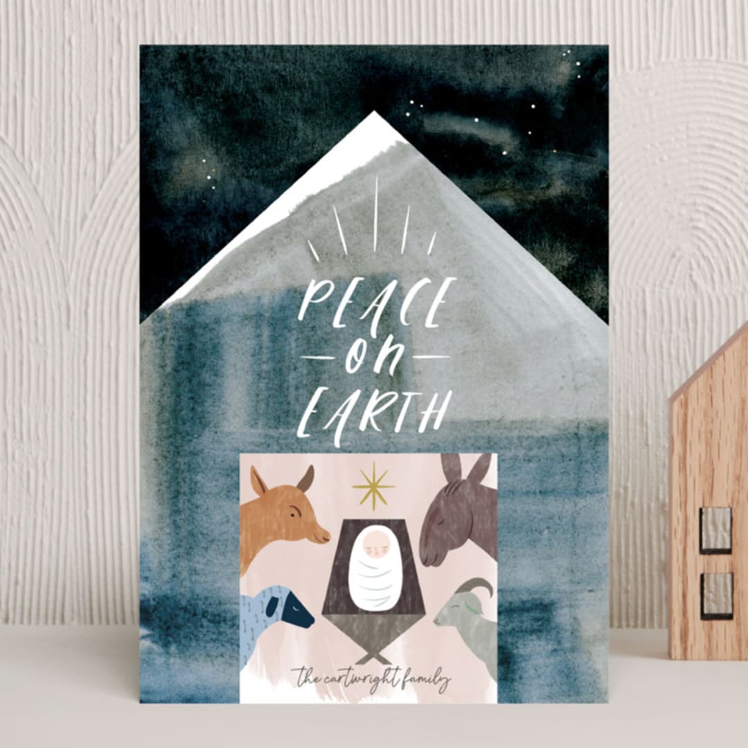 "Holy Night" - Holiday Cards in Navy by Eve Schultz - Front