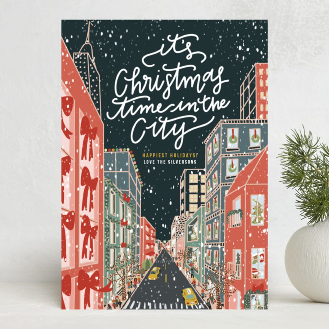 "Christmas in the City" - Holiday Cards in Midnight by Lauren Jinhee - Front