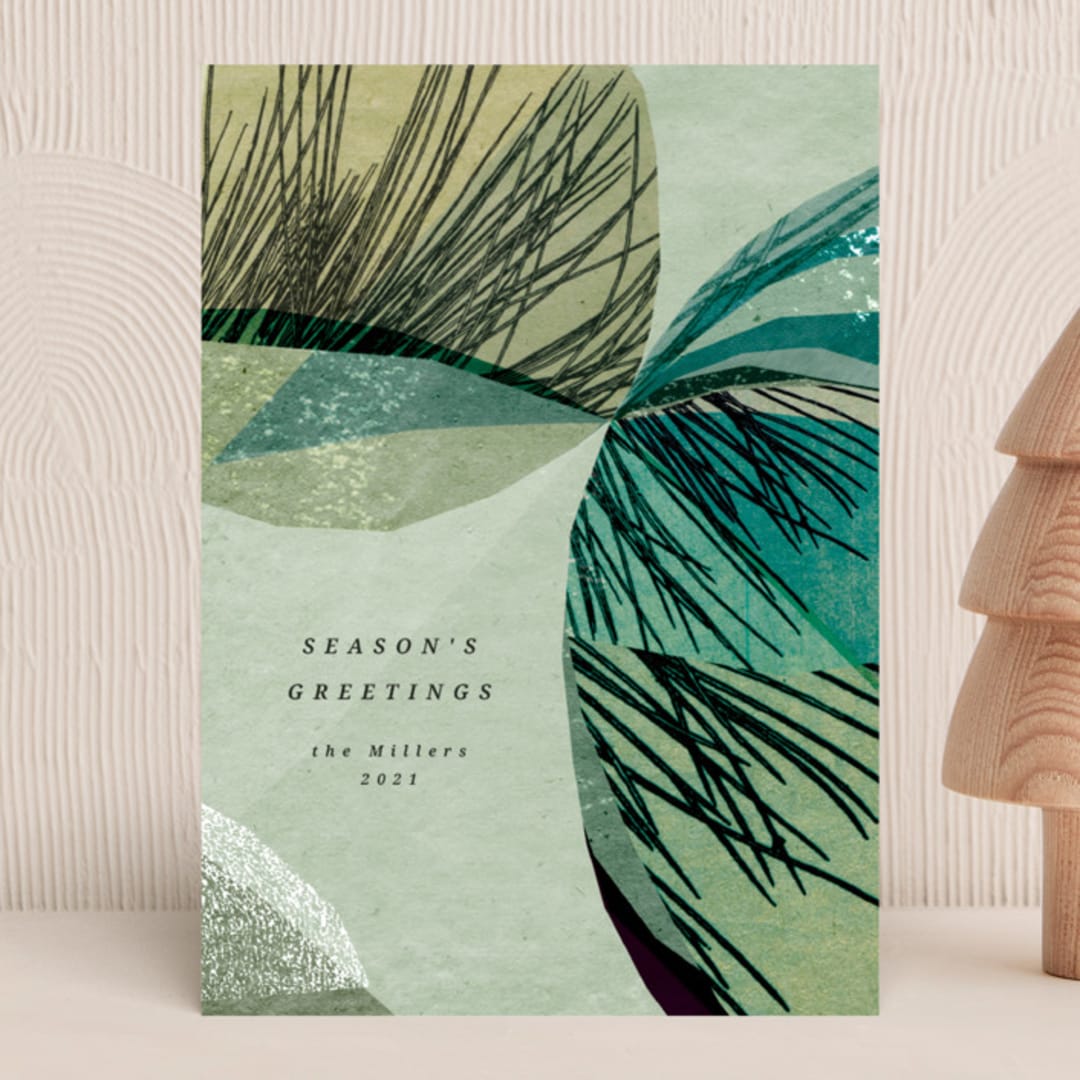 "Hearth" - Holiday Cards in Celadon by Sumak Studio - Front
