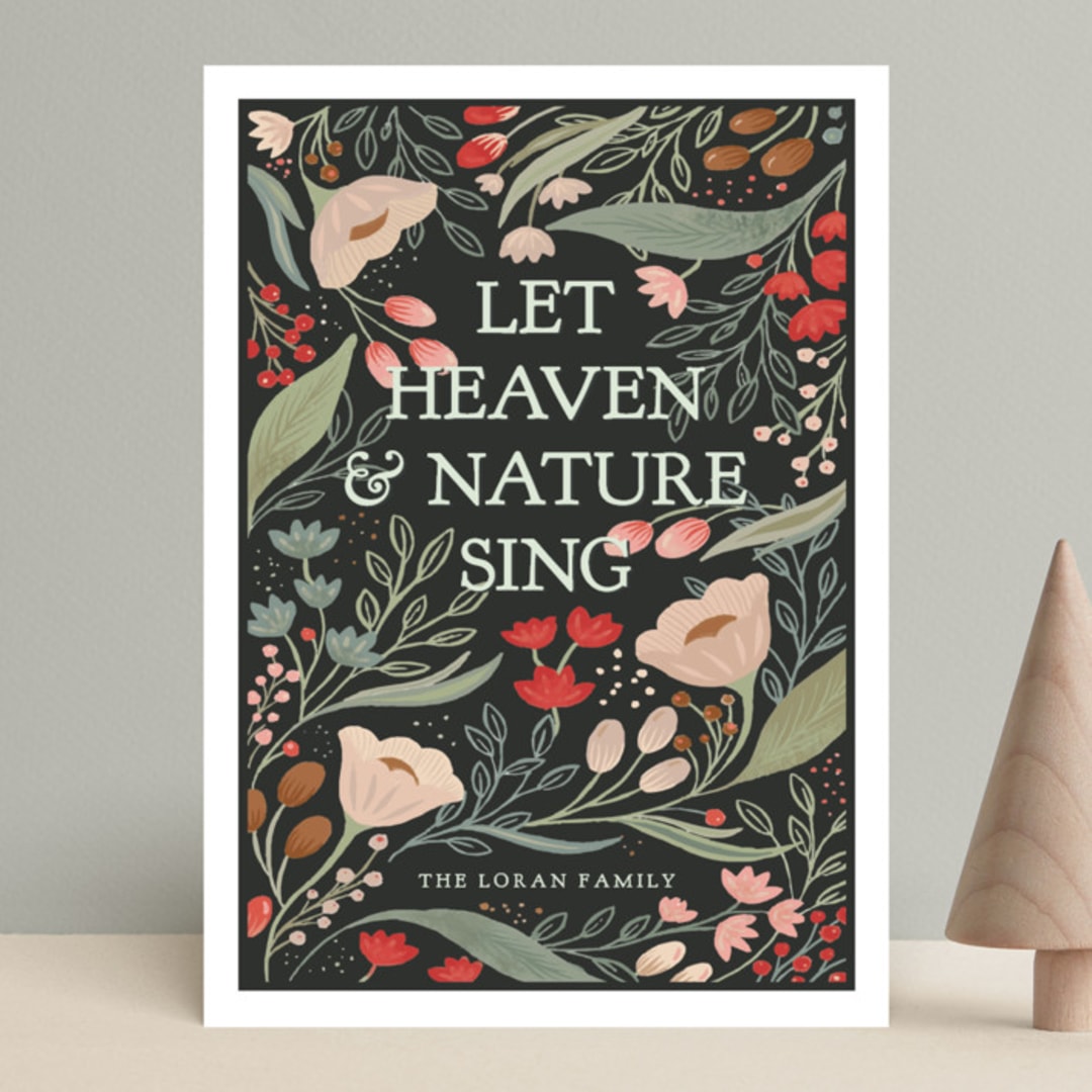"Glory Garden" - Holiday Cards in Charcoal by Meagan Christensen - Front