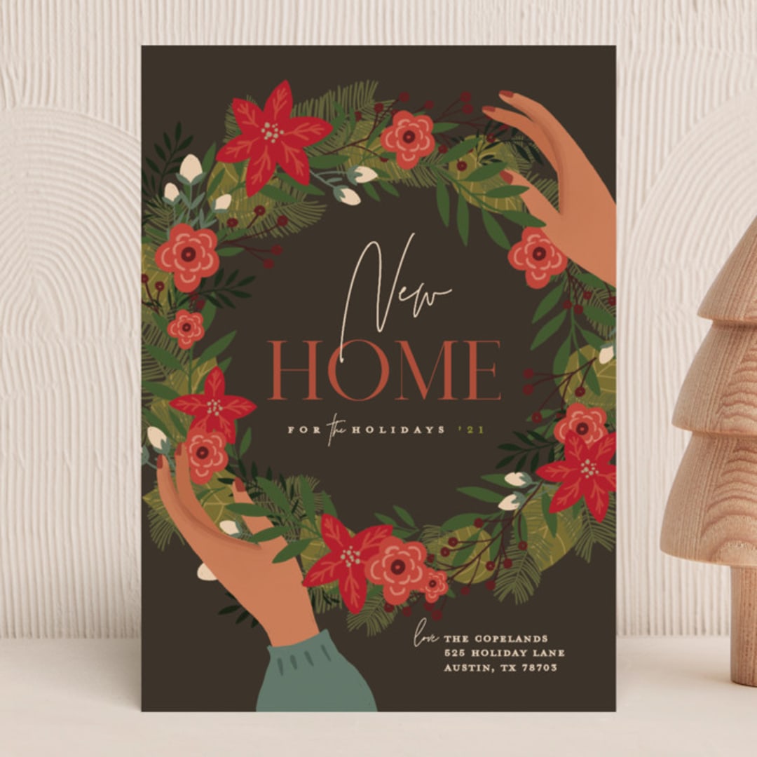"Welcome Wreath" - Holiday Cards in Ash by Susan Zinader - Front