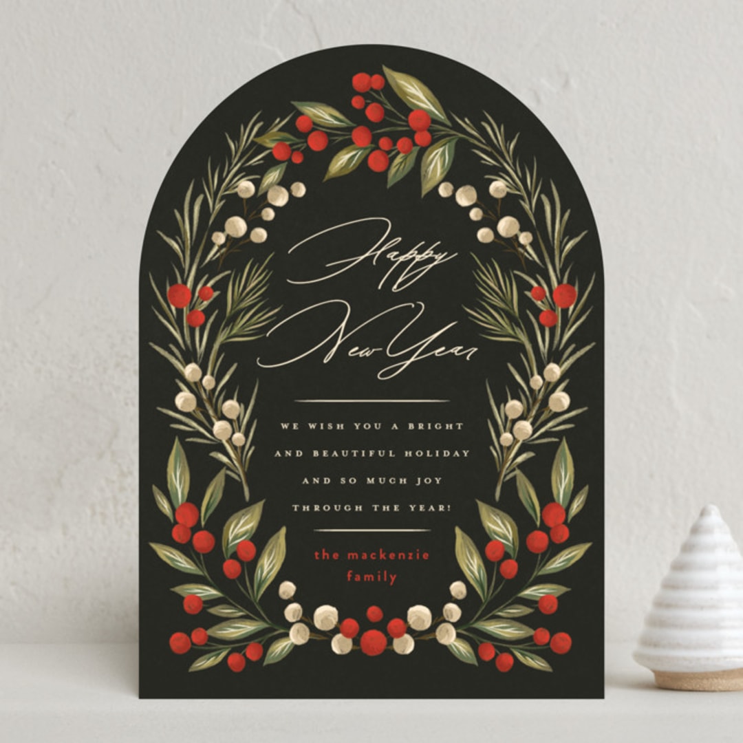 "Holly Berry + Pine" - Holiday Cards in Garland by Wildfield Paper Co - Front