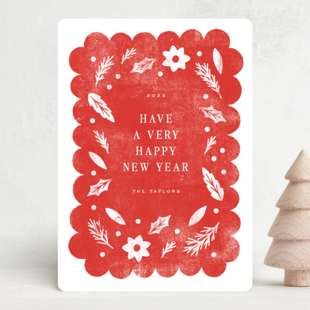 "Scattered Winter" - Holiday Cards in Berry by Michelle Taylor - Front