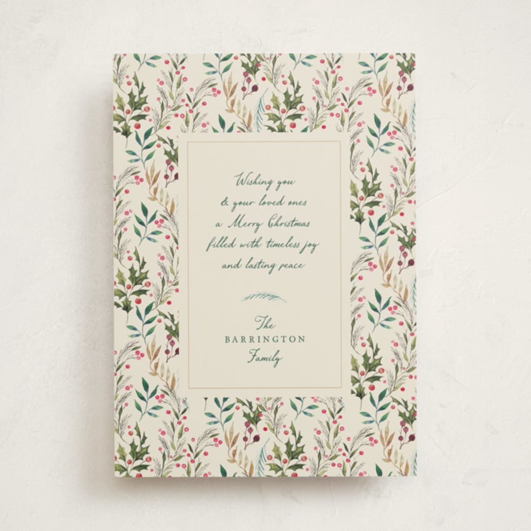 "Watercolor Print" - Holiday Cards in Holly by Becky Nimoy - Front