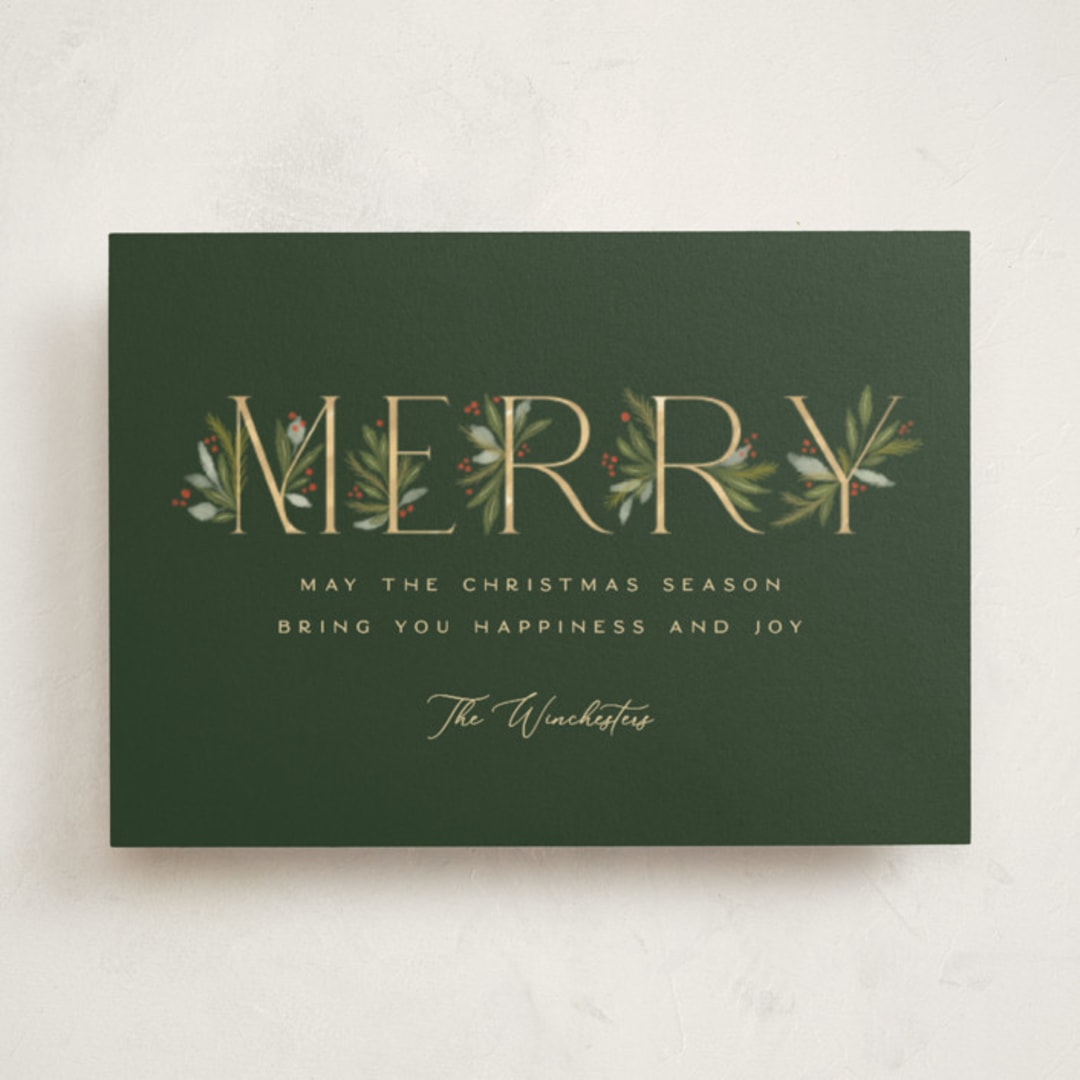 "Botanical Merry" - Holiday Cards in Pine by Paula Pecevich - Front