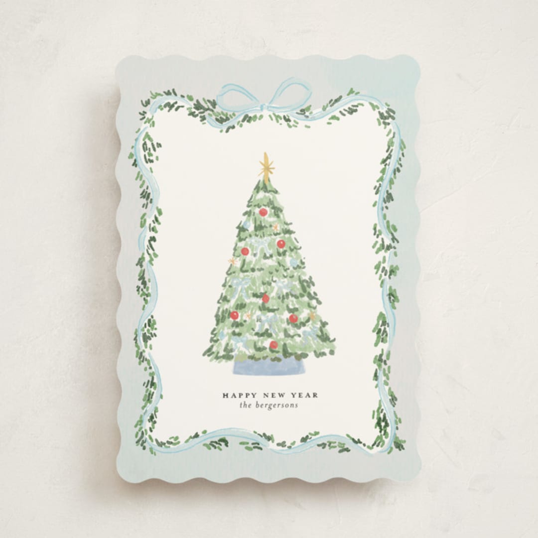 "Vintage Bow Tree" - Holiday Cards in Frosty by Itsy Belle Studio - Front