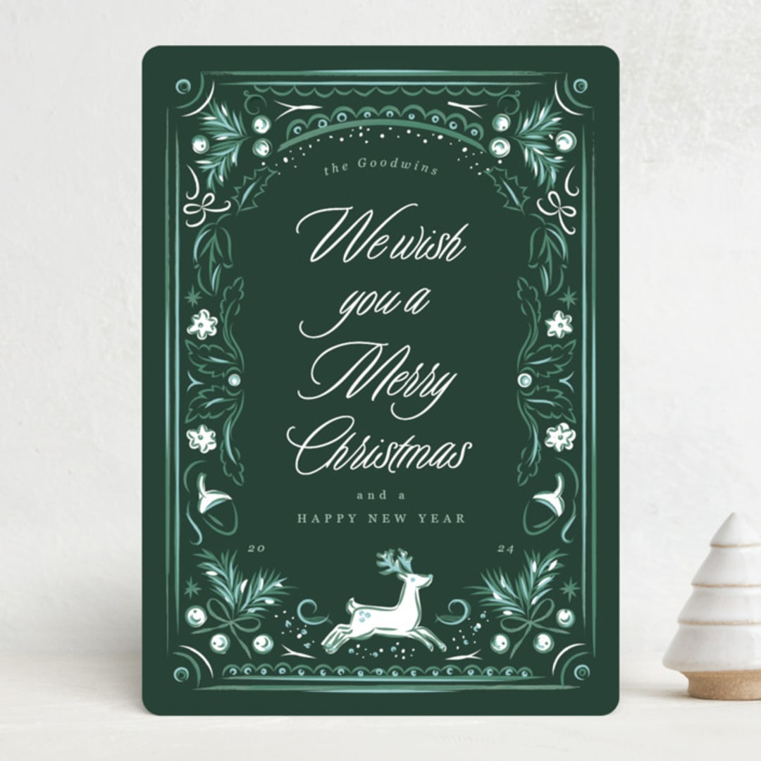 "Regency Woodland" - Holiday Cards in Frosted Forest by Corinne Malesic - Front