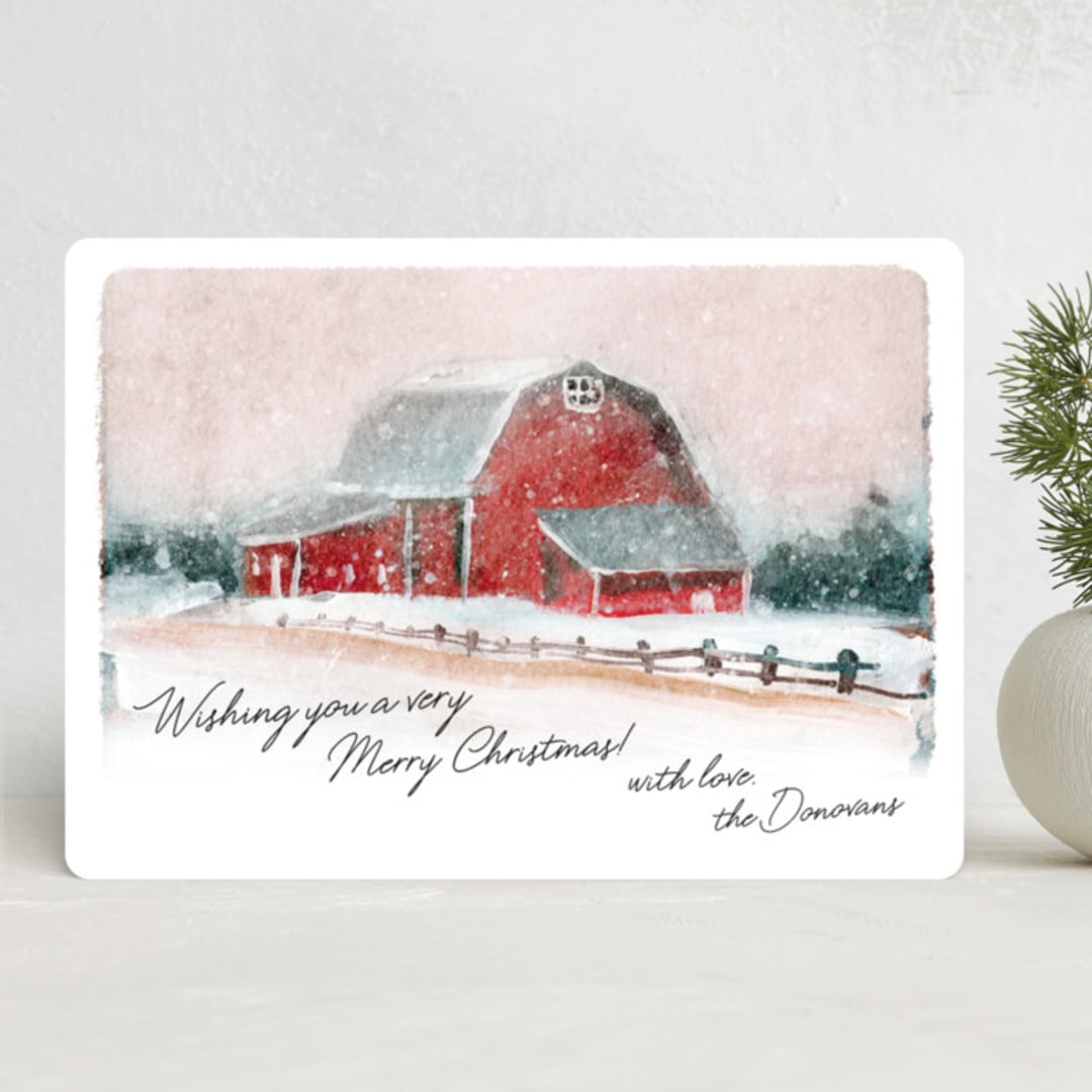 "Old Fashioned Christmas" - Holiday Cards in Winter Rose by Lindsay Megahed - Front