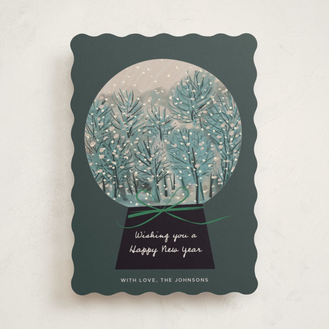 "Winter Forest Snow Globe" - Holiday Cards in Deep Sea by Ani Somi - Front