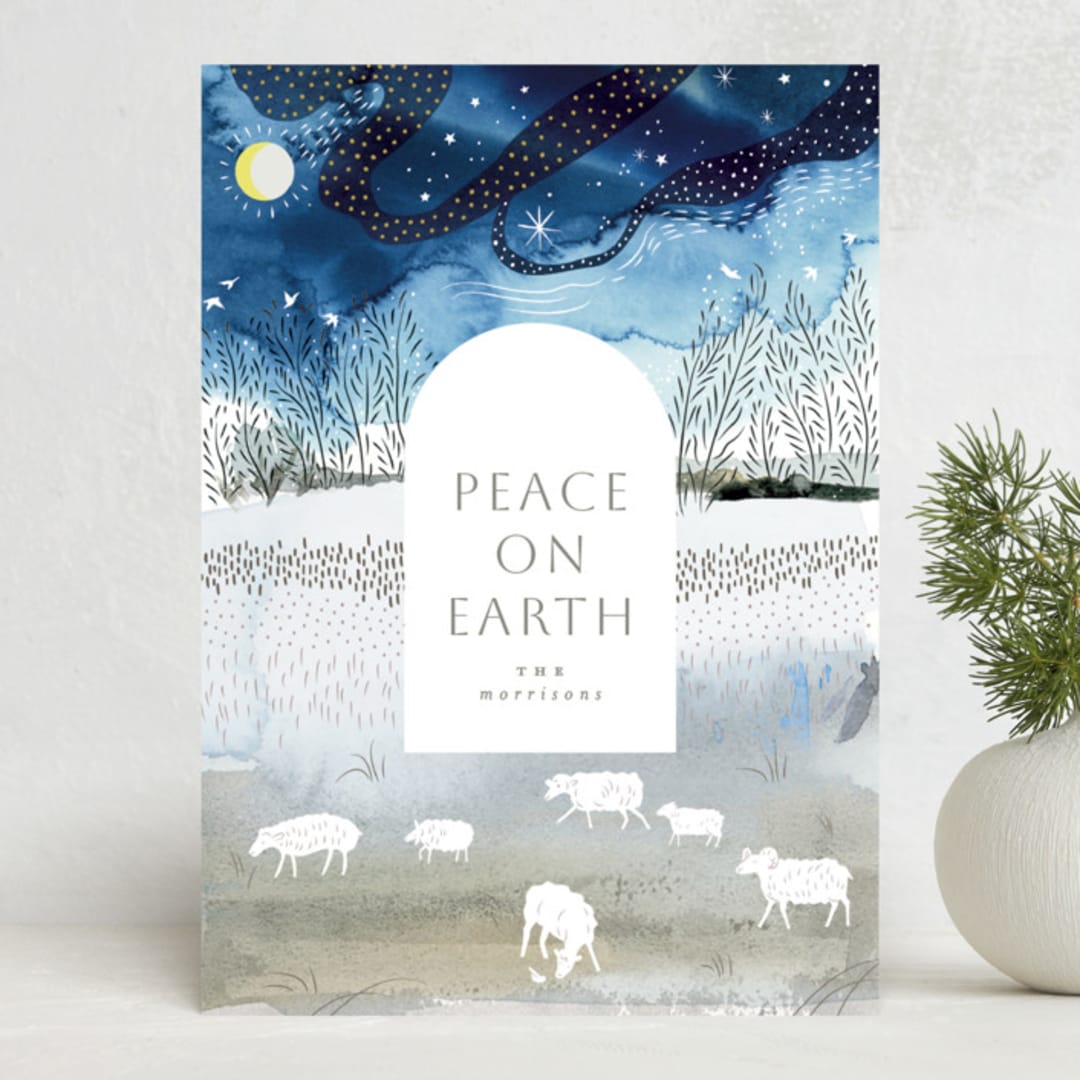 "Winter Pastoral" - Holiday Cards in Indigo by Eve Schultz - Front