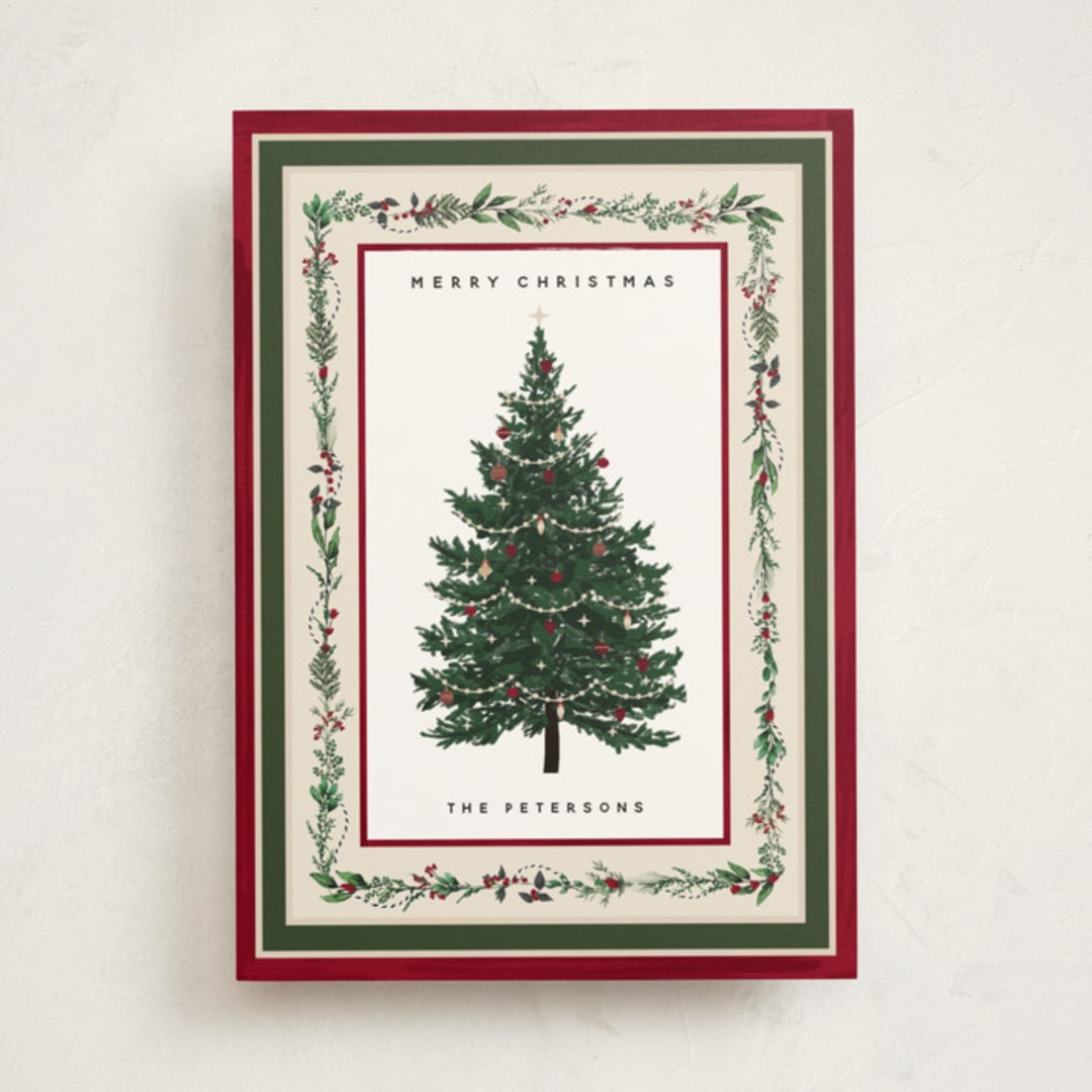 "Decorated Christmas" - Holiday Cards in Mulled Wine by Susan Moyal - Front
