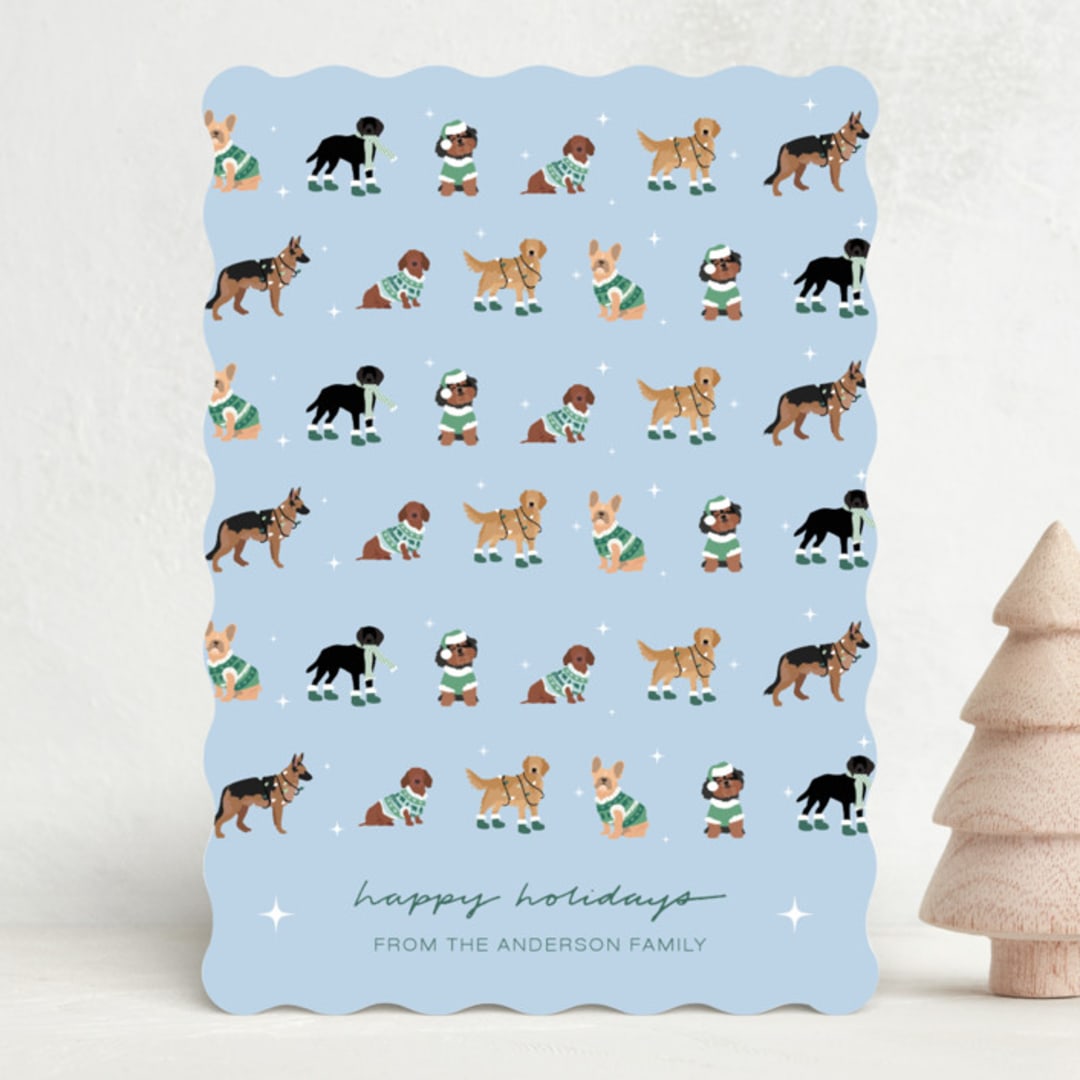 "Holiday Dogs" - Holiday Cards in Ice by tara berg - Front