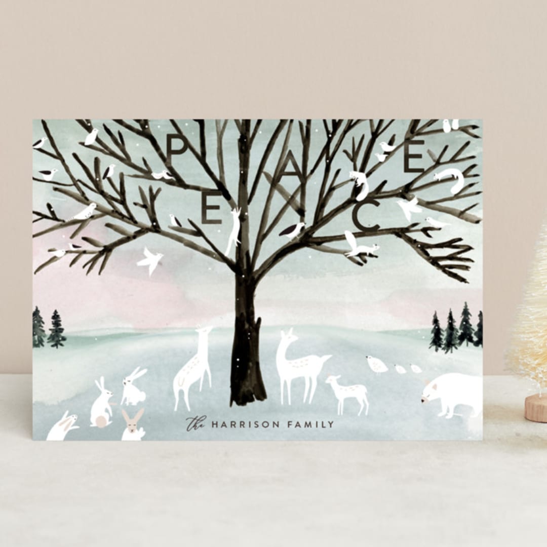"Winter Peace" - Holiday Cards in Pale Azure by Eve Schultz - Front