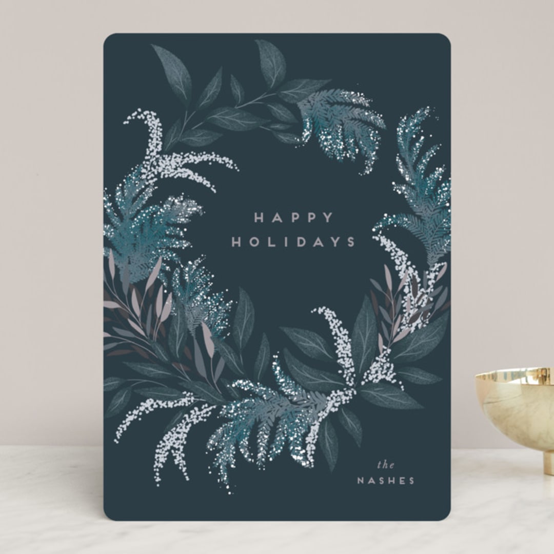 "Festive Greenery" - Holiday Cards in Freeze by Leah Bisch - Front