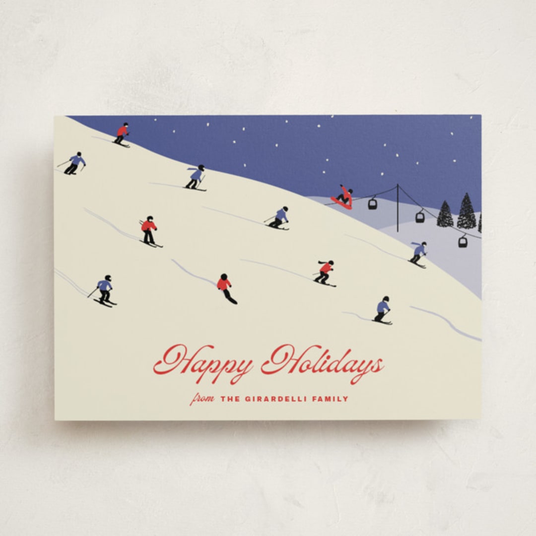 "Ski Season" - Holiday Cards in Blueberry by Kampai Designs - Front