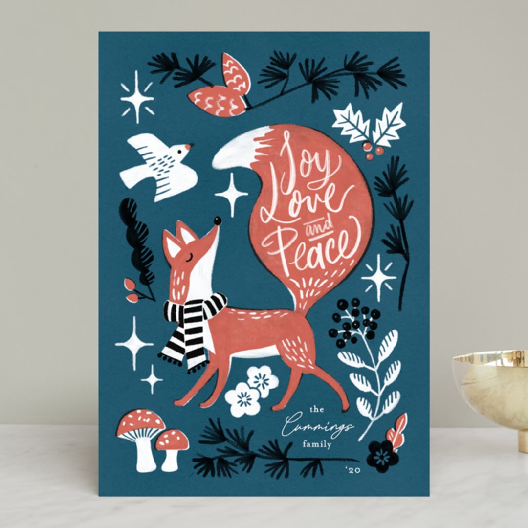 "Mr. Fox" - Holiday Cards in Midnight Bliss by Leia Matt - Front