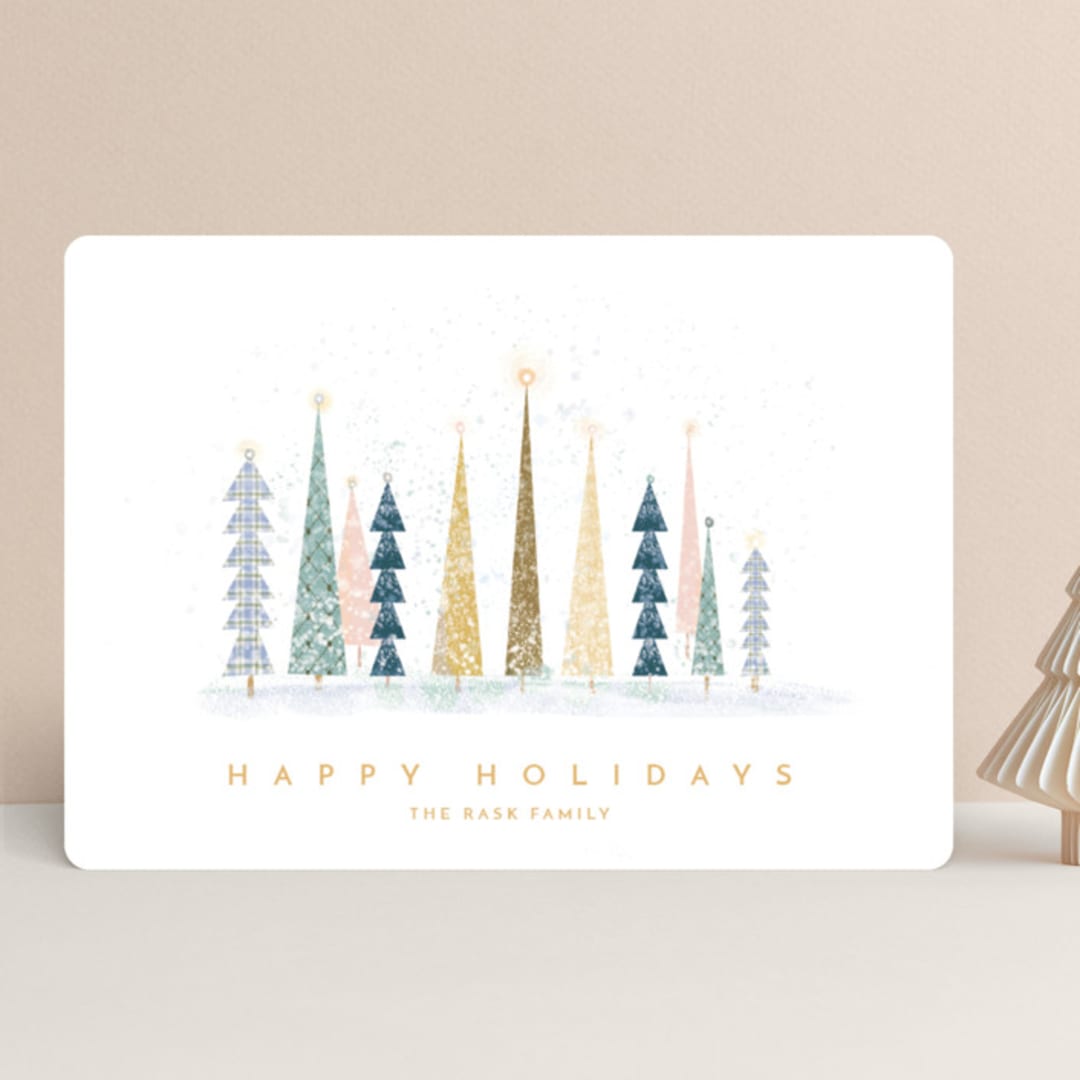 "Happy Holidays" - Holiday Cards in Snow by Laura Mitchell - Front