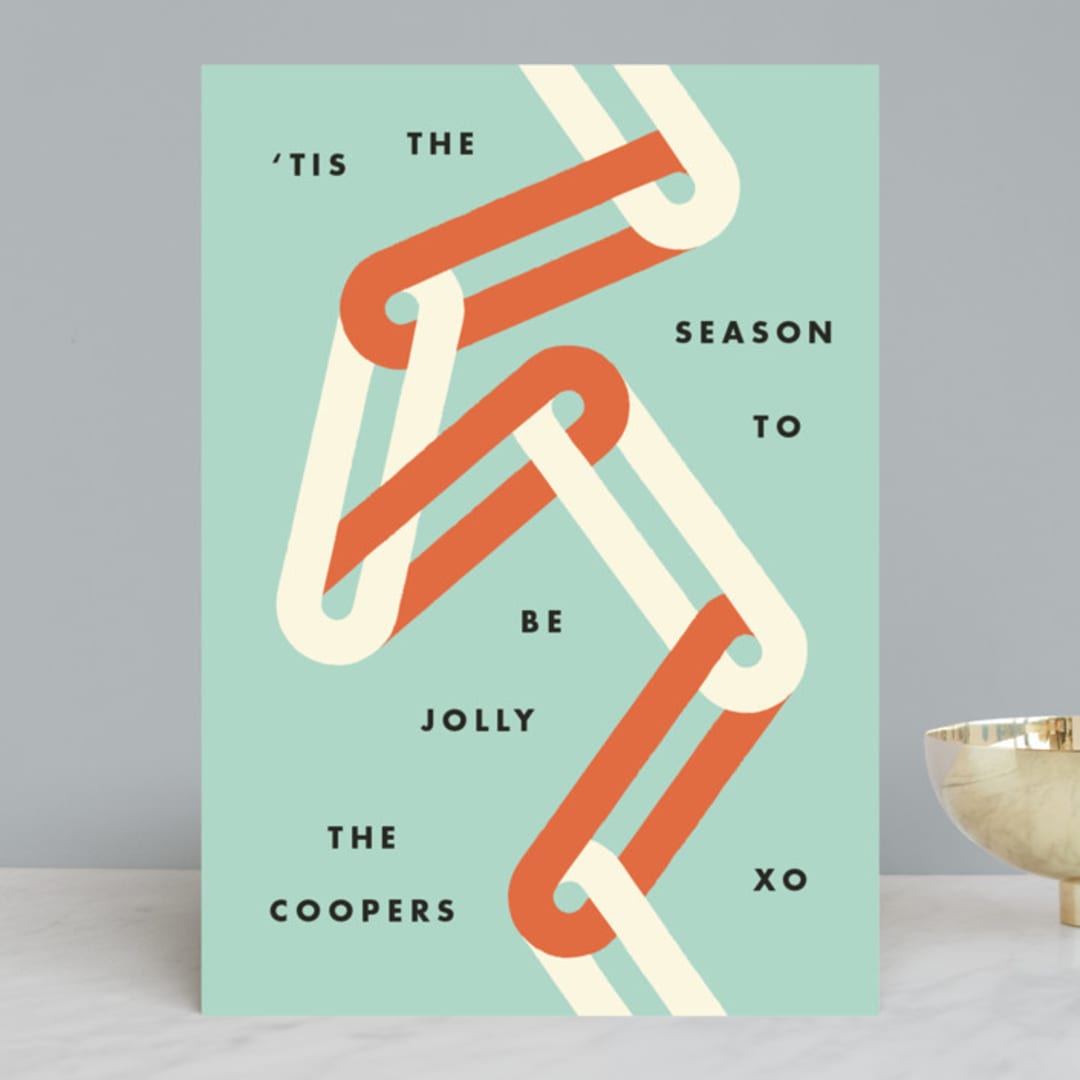 "Chain Stitch" - Holiday Cards in Sage by Yours Madly - Front