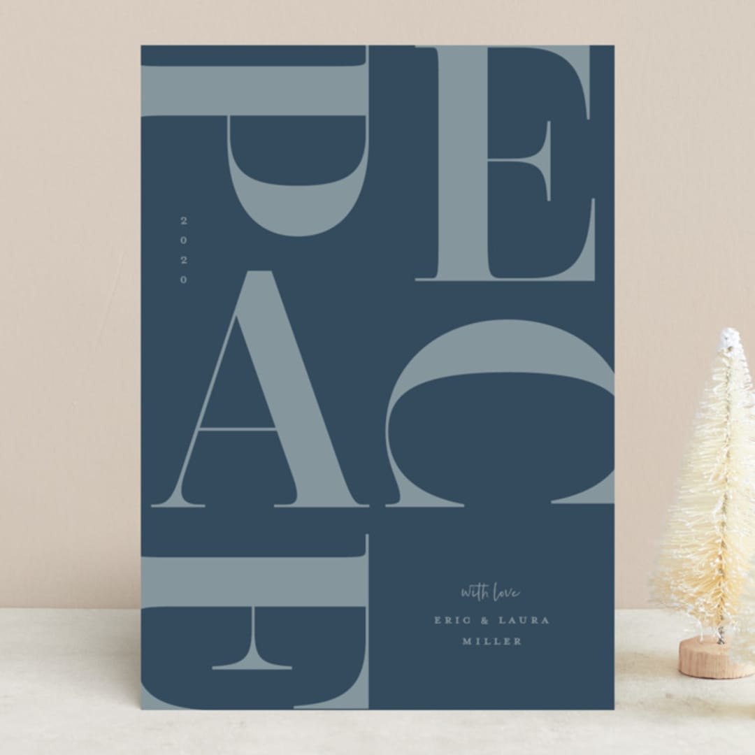 "Scattered Peace" - Holiday Cards in Aqua by Michelle Taylor - Front
