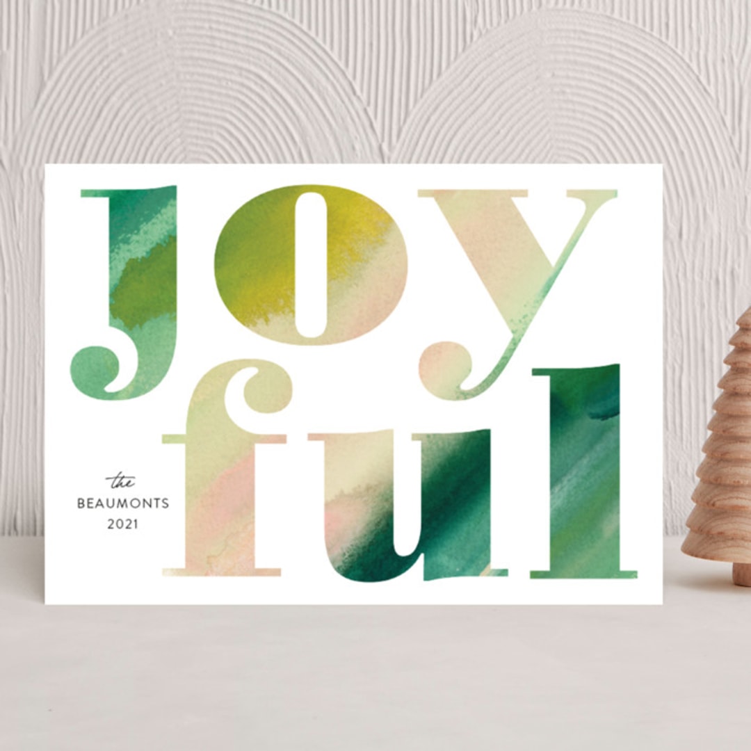 "Joy Ful Abstract" - Holiday Cards in Citrus by Erika Firm - Front