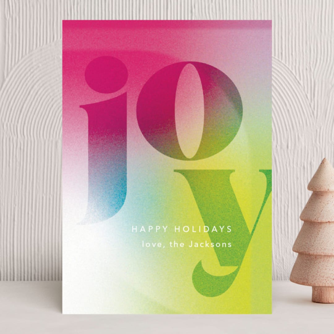 "Neon Joy" - Holiday Cards in Neon Rainbow by Anna Elder - Front