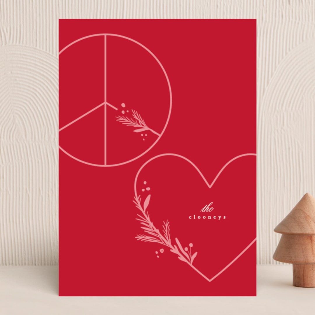 "peace n love sign" - Holiday Cards in Candy Cane by Creo Study - Front