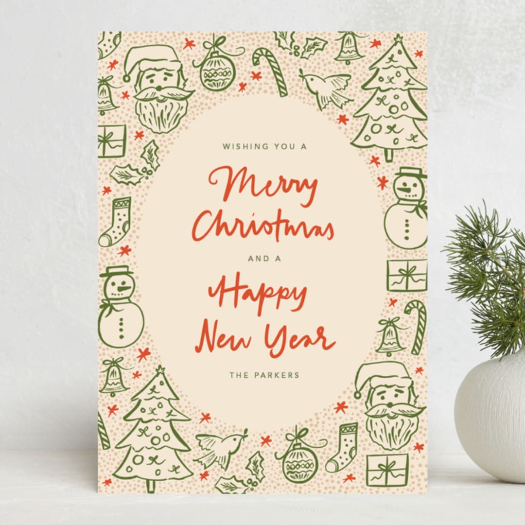"doodled icons" - Holiday Cards in Stocking by Creo Study - Front