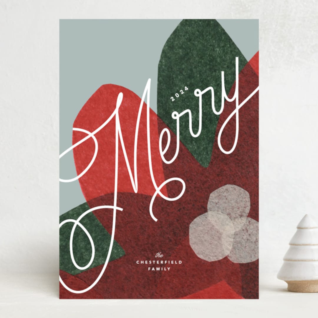 "paper blooms" - Holiday Cards in Crimson by Carrie Moradi - Front