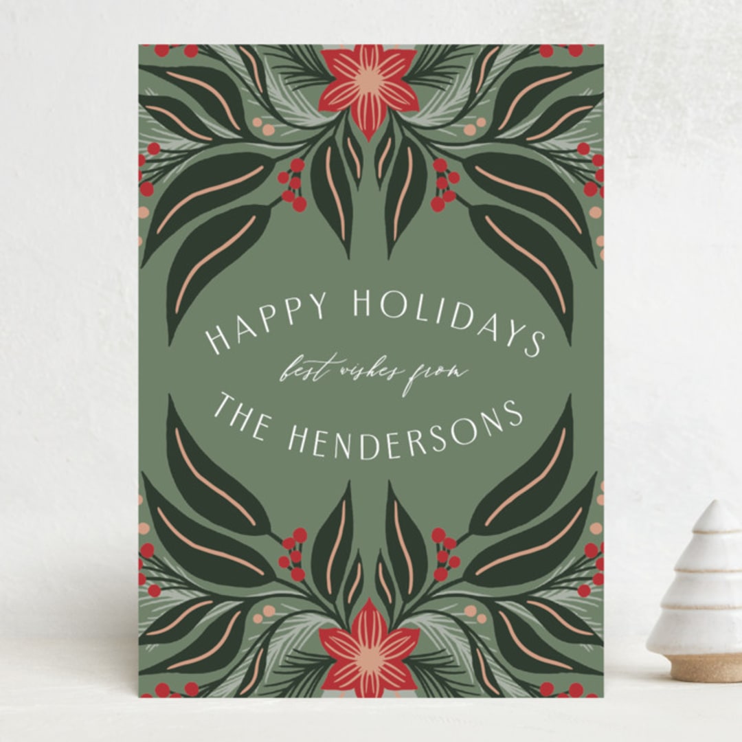 "Bold Foliage" - Holiday Cards in Pine by Katharine Watson - Front