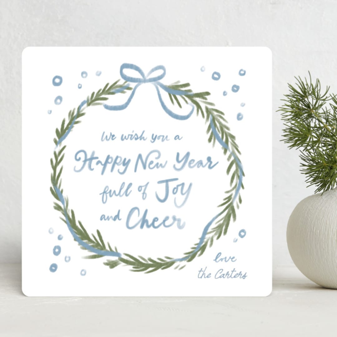 "handmade wreath" - Holiday Cards in Blue Spruce by Creo Study - Front
