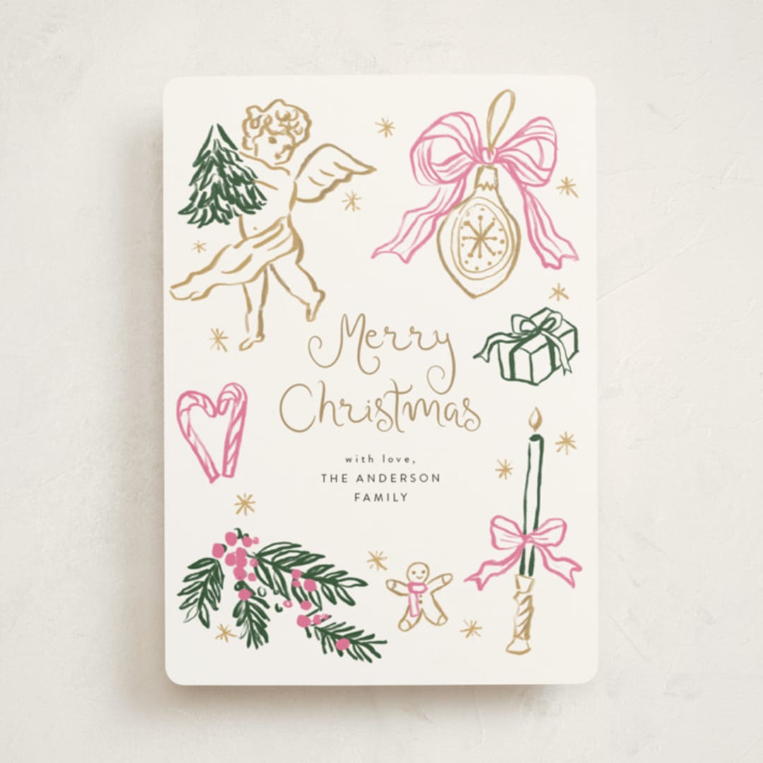 "Holidays ink doodles" - Holiday Cards in Melon by Cass Loh - Front