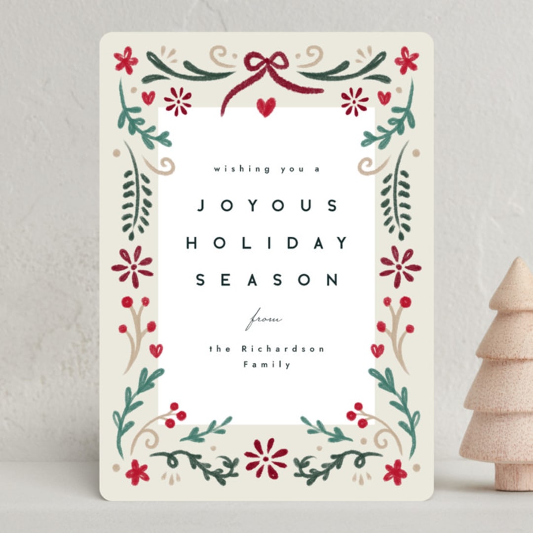 "Charcoal Border" - Holiday Cards in Vanilla by Emily Sabol Goss - Front