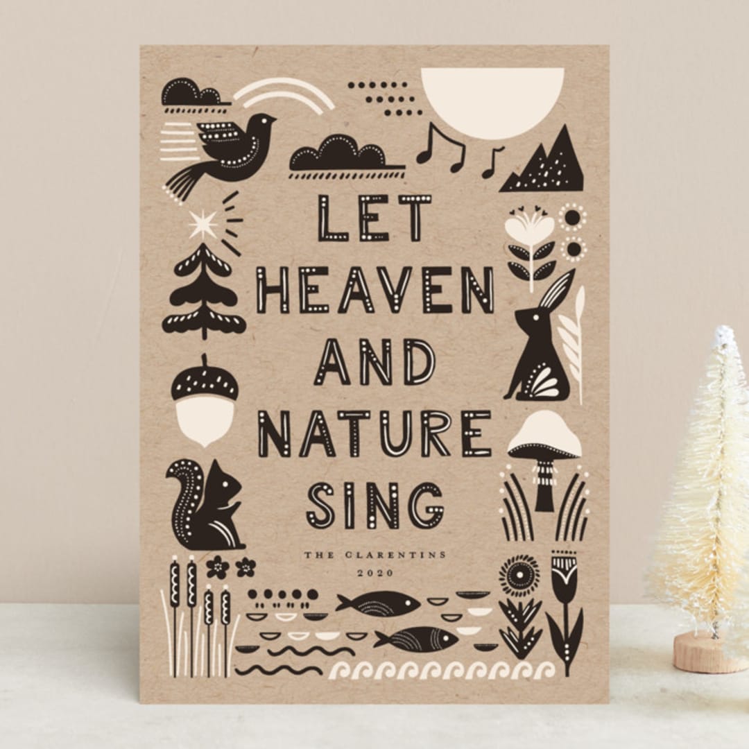 "Let Heaven and Nature Sing" - Holiday Cards in Charcoal by Vivian Yiwing - Front