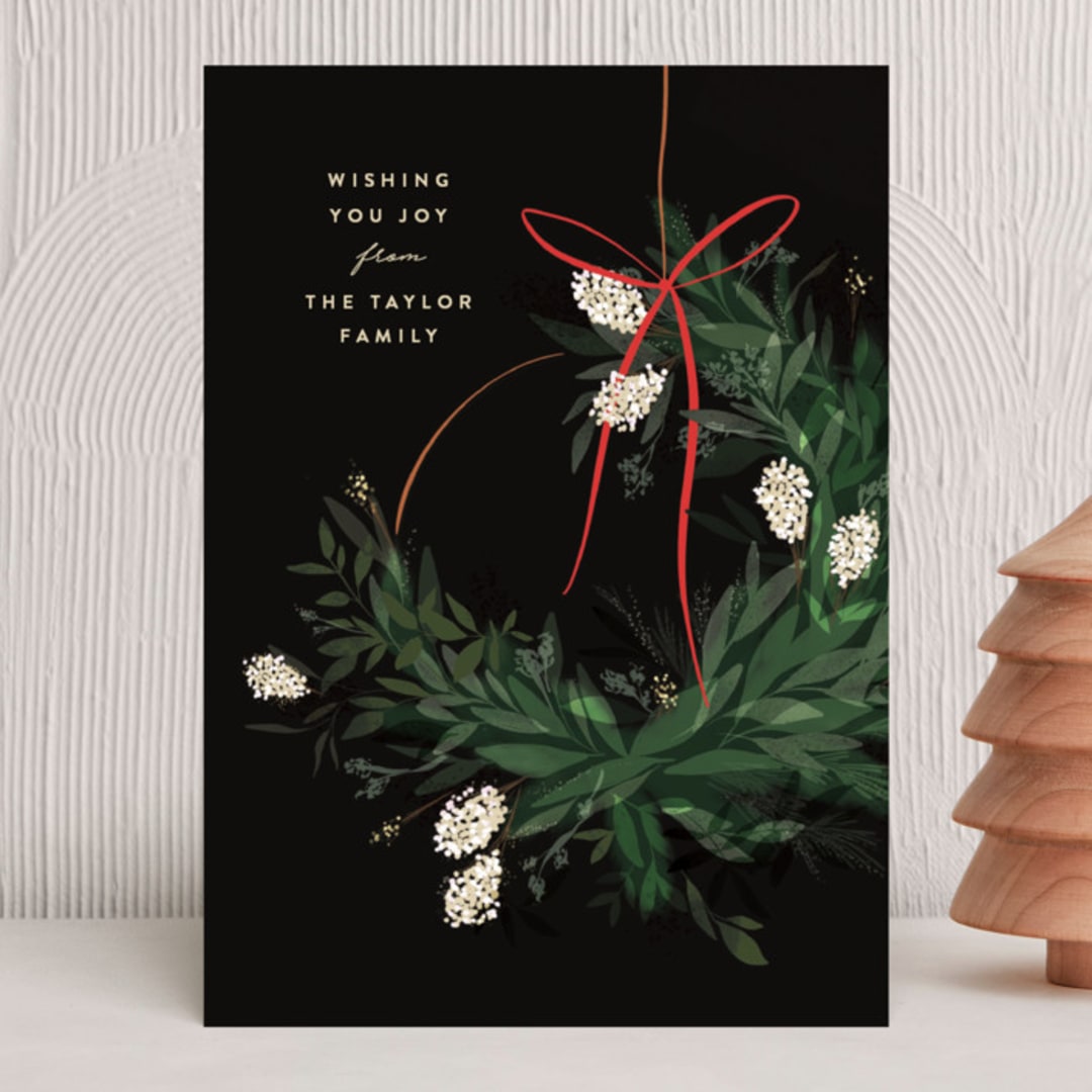 "Wreath" - Holiday Cards in Ivory by Julie Murray - Front