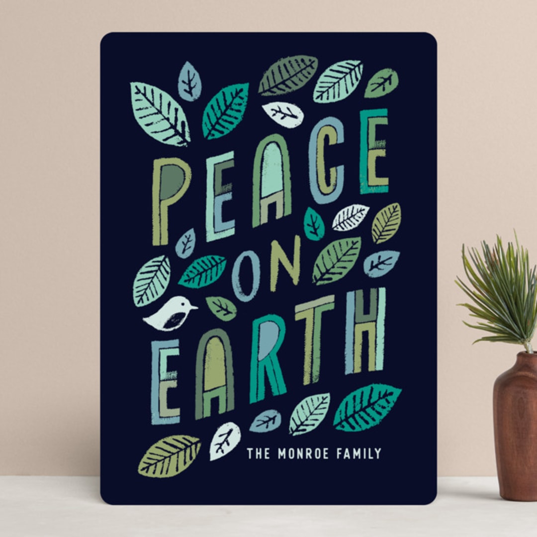 "Green Peace" - Holiday Cards in Midnight by Hooray Creative - Front