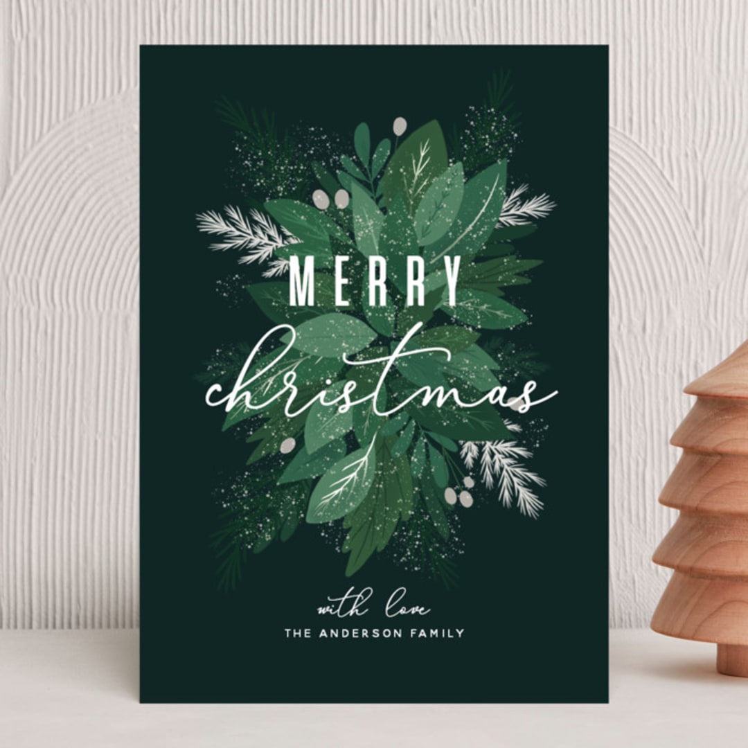 "Christmas Garden" - Holiday Cards in Green Fir by Remioni - Front