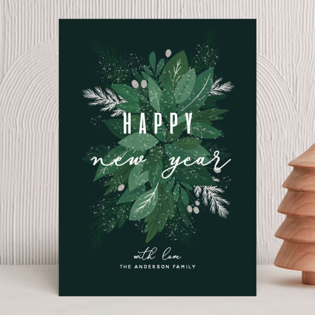"Christmas Garden" - Holiday Cards in Green Fir by Remioni - Front