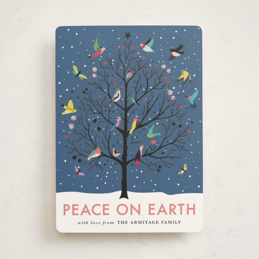 "Peace On Earth" - Holiday Cards in Winter Dusk by Eve Schultz - Front